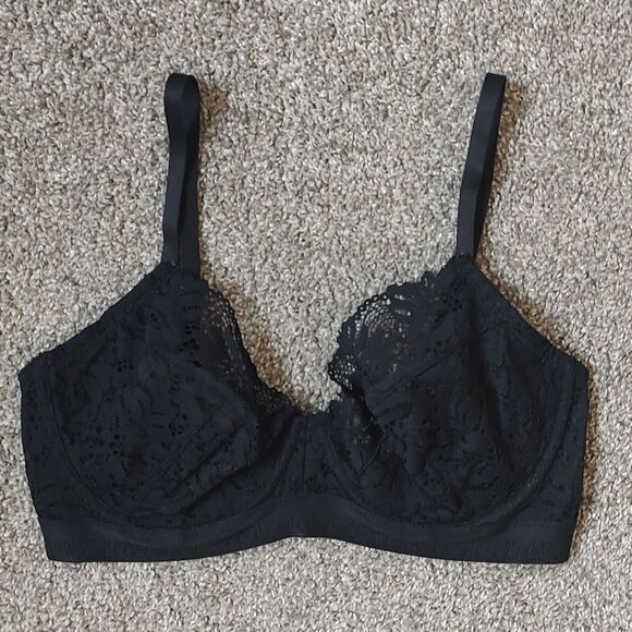 H&M Size 34D Women's Unpadded Underwire Black Lace Bra In Like New Condition - Picture 4 of 9